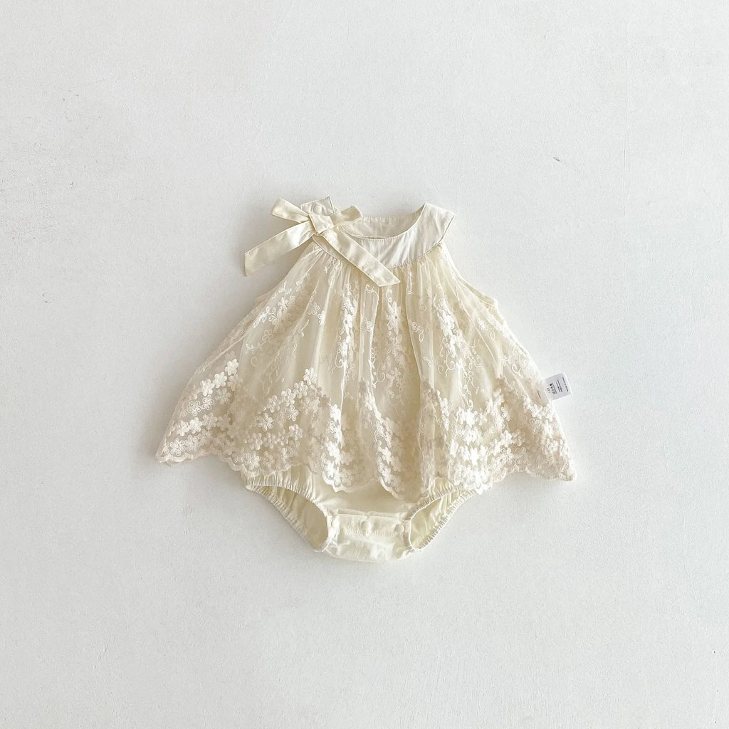 Baby Girl Clothes Cotton Lace Embroidery Bow Romper Dress 0-2Y Baby Girl Birthday Photo Outfit Sleeveless Princess Bodysuit