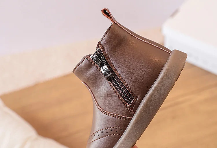 New Spring/Autumn Baby Shoes  Leather Toddler Children Ankle Boots Rubber Sole Infant Shoes Fashion Little Girls Boots 15-25