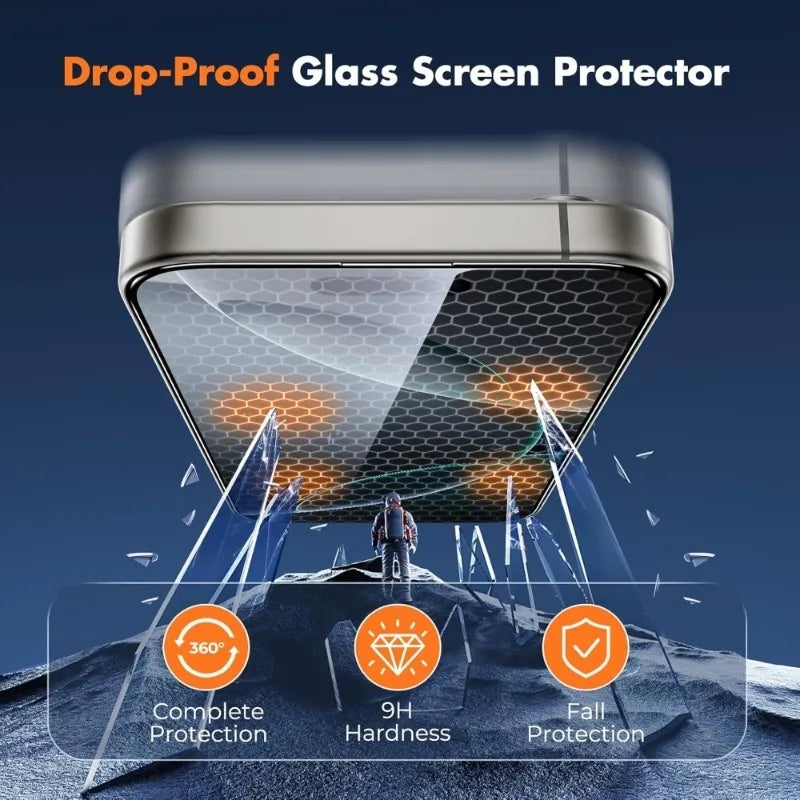 5Pcs Ultra HD 8K Dust Free Screen Protector For iPhone 17 16 15 14 13 12 11 Pro Max 16e Plus 17 Air Glass Easy Installation Box