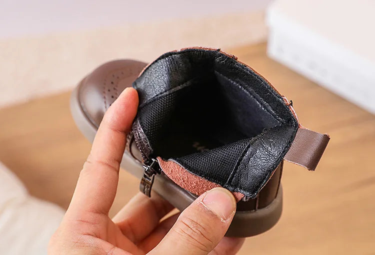 New Spring/Autumn Baby Shoes  Leather Toddler Children Ankle Boots Rubber Sole Infant Shoes Fashion Little Girls Boots 15-25