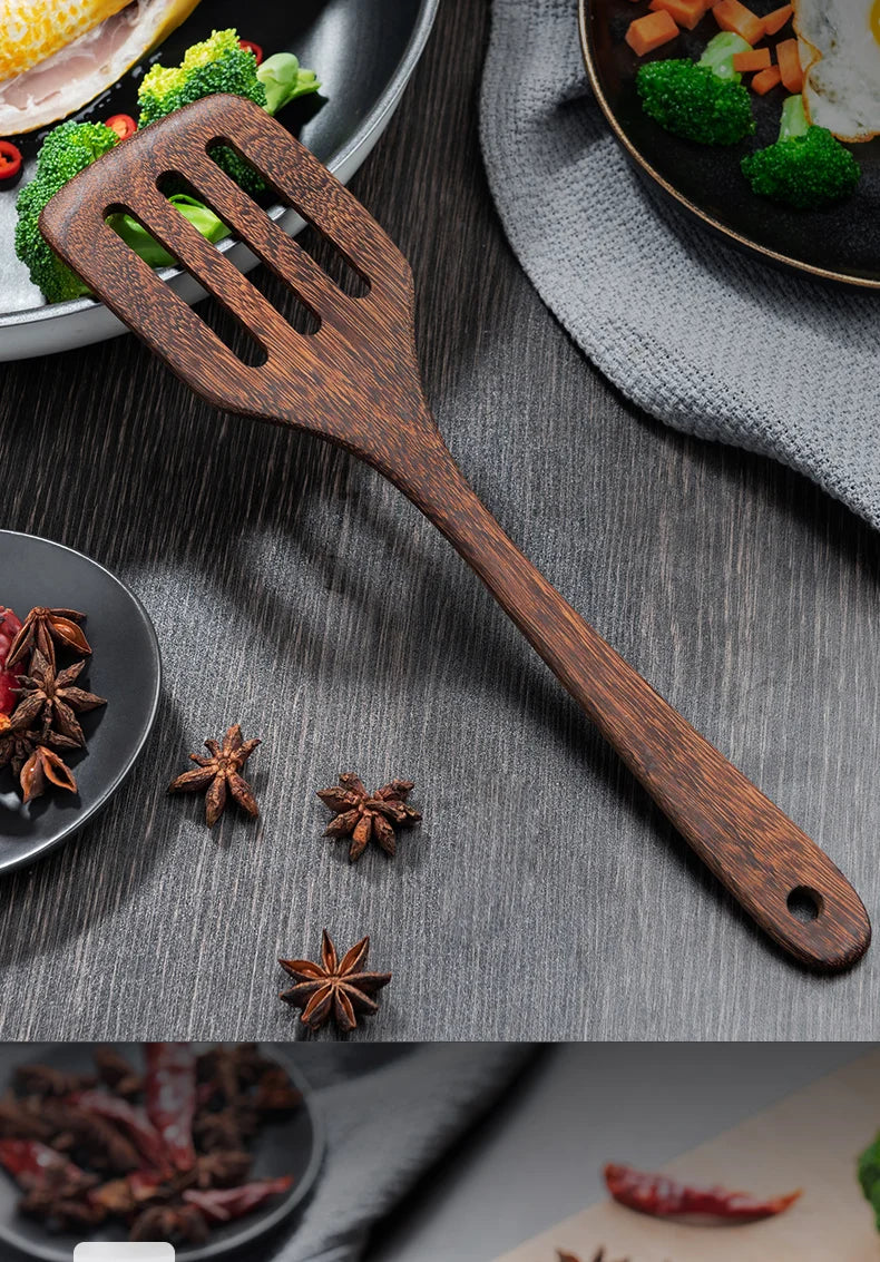 Kitchen Utensils Set Non-Stick  Cookware for Kitchen Wooden Handle Soup spoon spatula Rice spoon shovel Kitchen Accessories