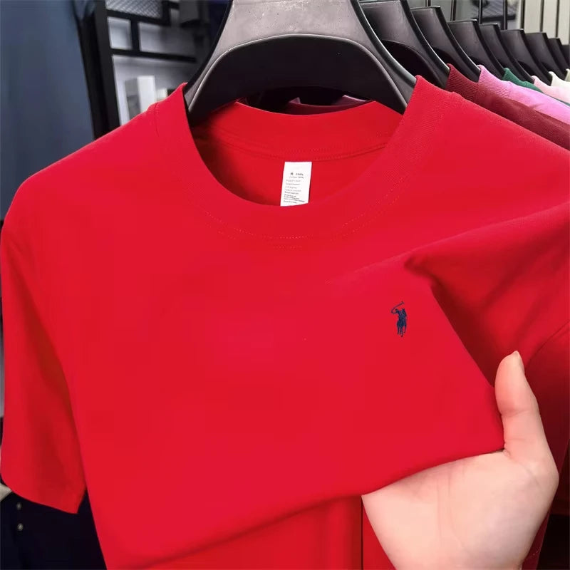 100% pure cotton high-end short-sleeved T-shirt, summer designer brand, patterned round-neck top, fashionable and casual golf me