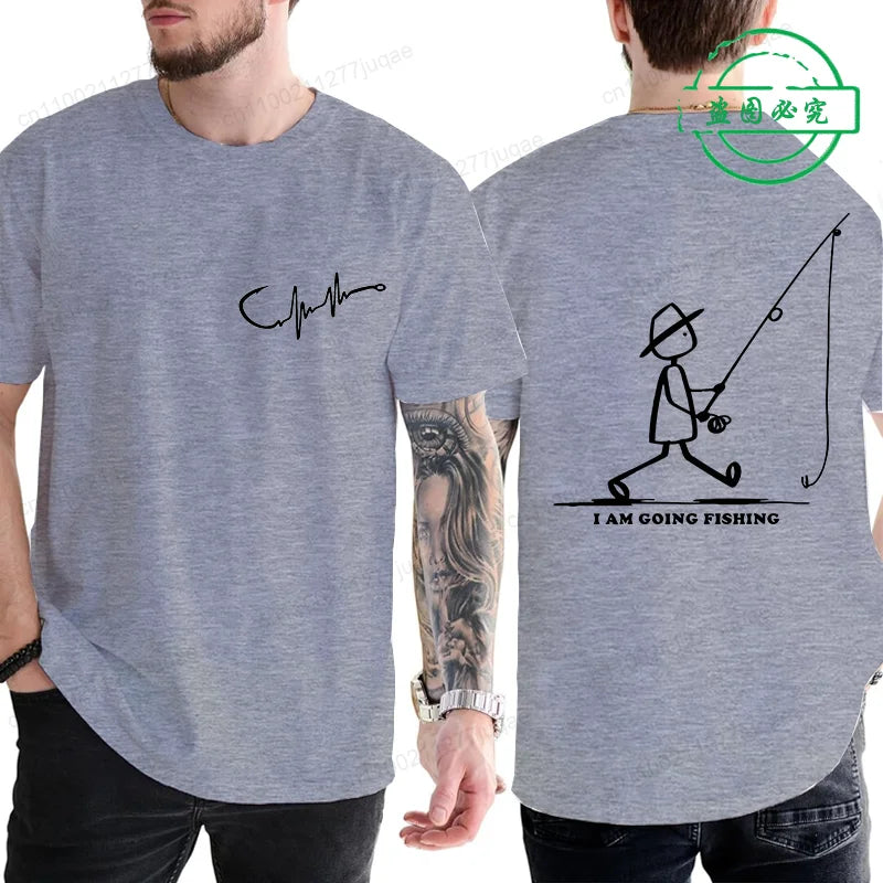 Mens Going Fishing Graphic T-Shirt Funny Men Casual Fisherman Fishing Tshirt T Shirt Loose Cretive Printed Short Sleeve Tees