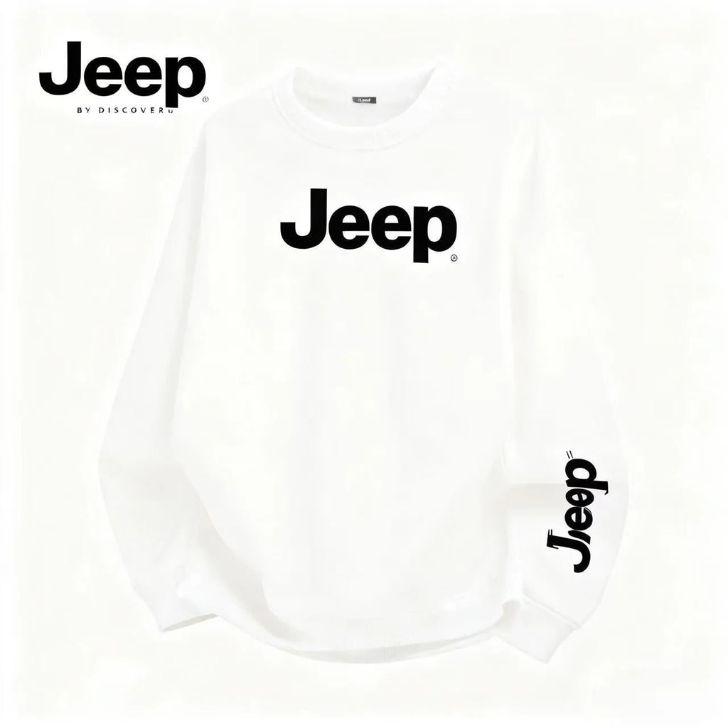 2026 Jeep High-quality Men's Casual Printed All-match Long-sleeved Round-neck Pure Cotton Sweatshirt for Spring and Autumn