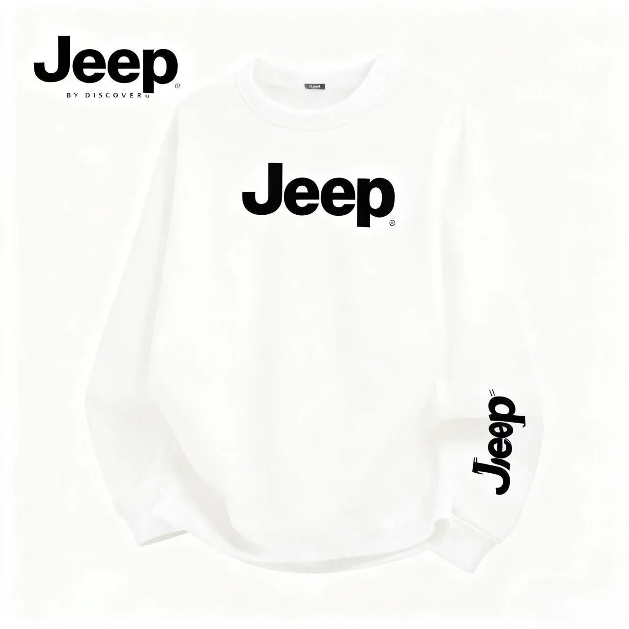 2026 Jeep High-quality Men's Casual Printed All-match Long-sleeved Round-neck Pure Cotton Sweatshirt for Spring and Autumn
