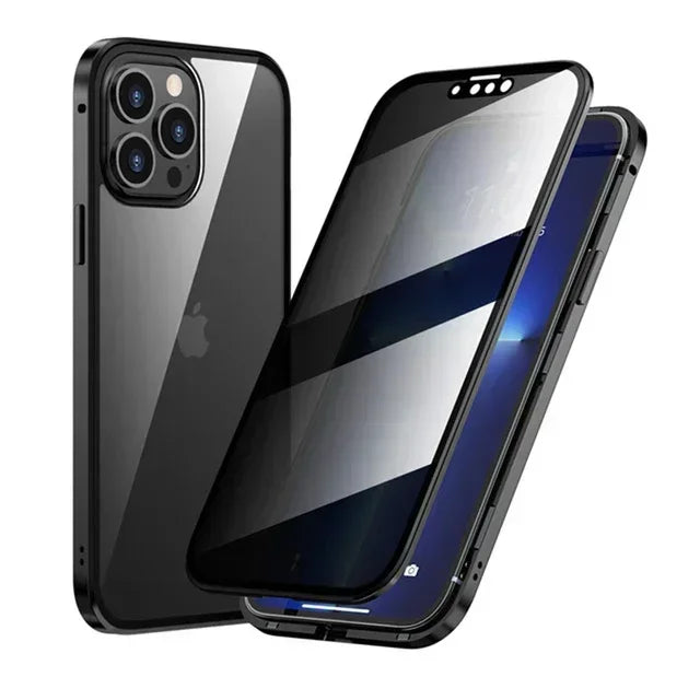Anti-peeping Double Sided Magnetic Adsorption Case For iPhone17 16e 16 15 14 13 12 11 Pro Max XR Privacy Screen Shockproof Cover
