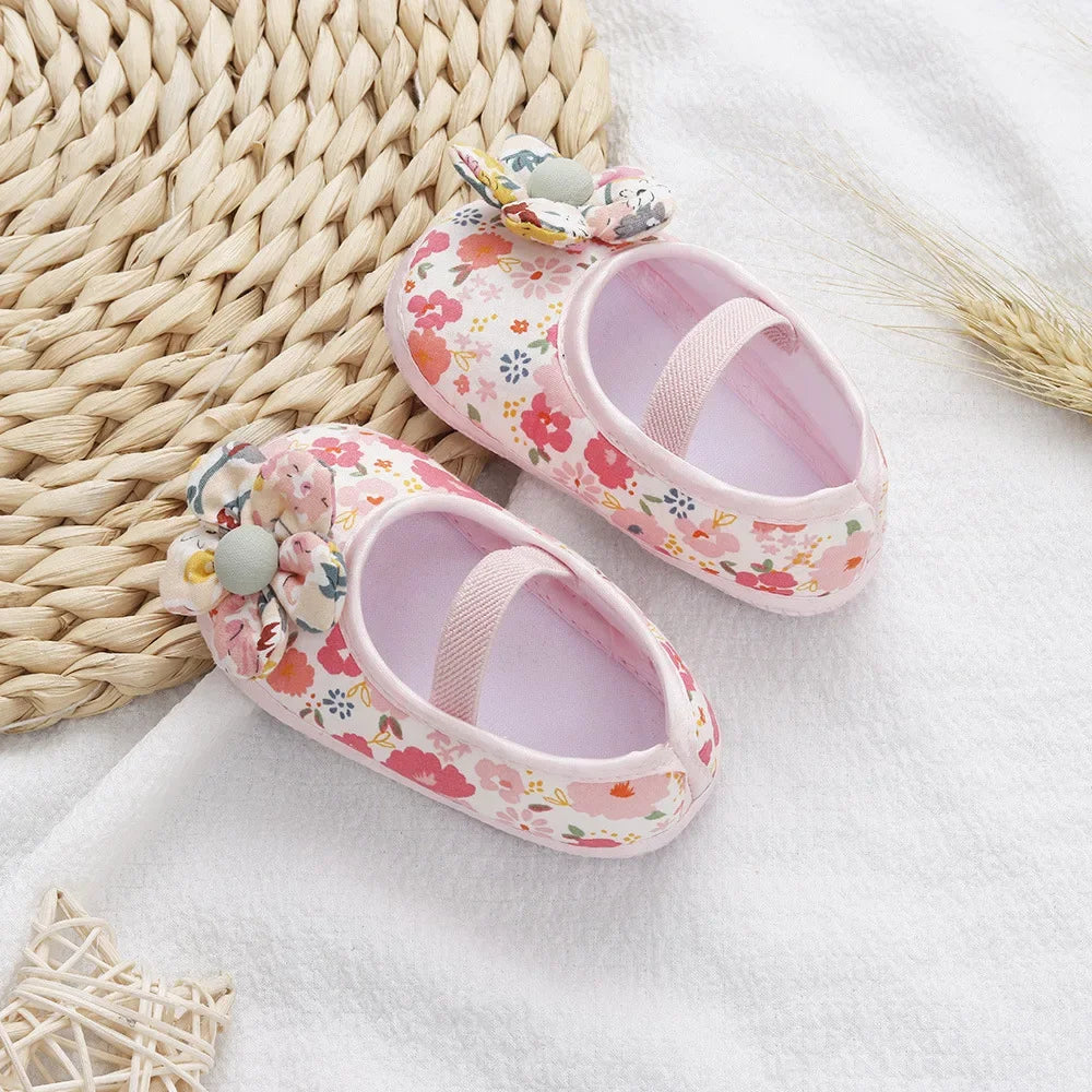 Baby Shoes for Kids Girls Colorful Flowers Princess Shoes Infant Toddler Soft Cotton Anti-slip First Walkers Shoes 0-18 Months