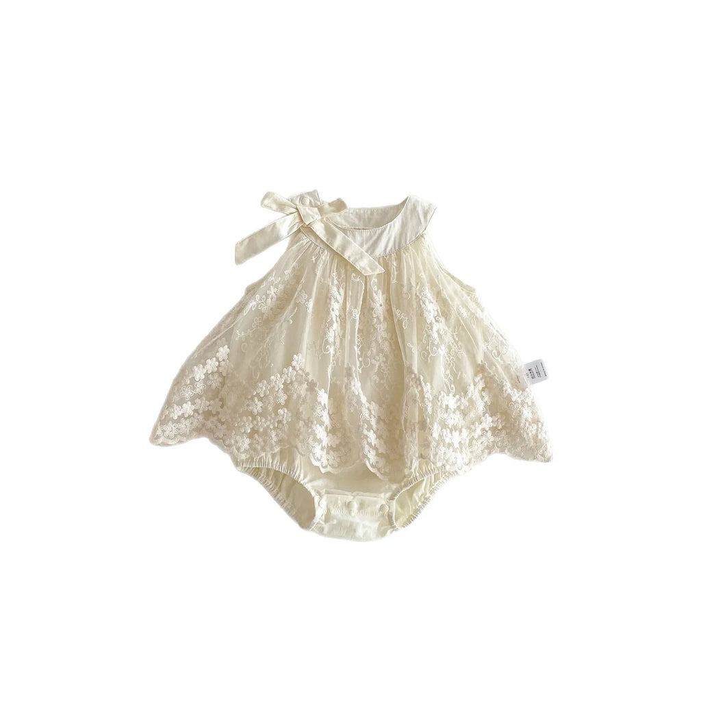 Baby Girl Clothes Cotton Lace Embroidery Bow Romper Dress 0-2Y Baby Girl Birthday Photo Outfit Sleeveless Princess Bodysuit