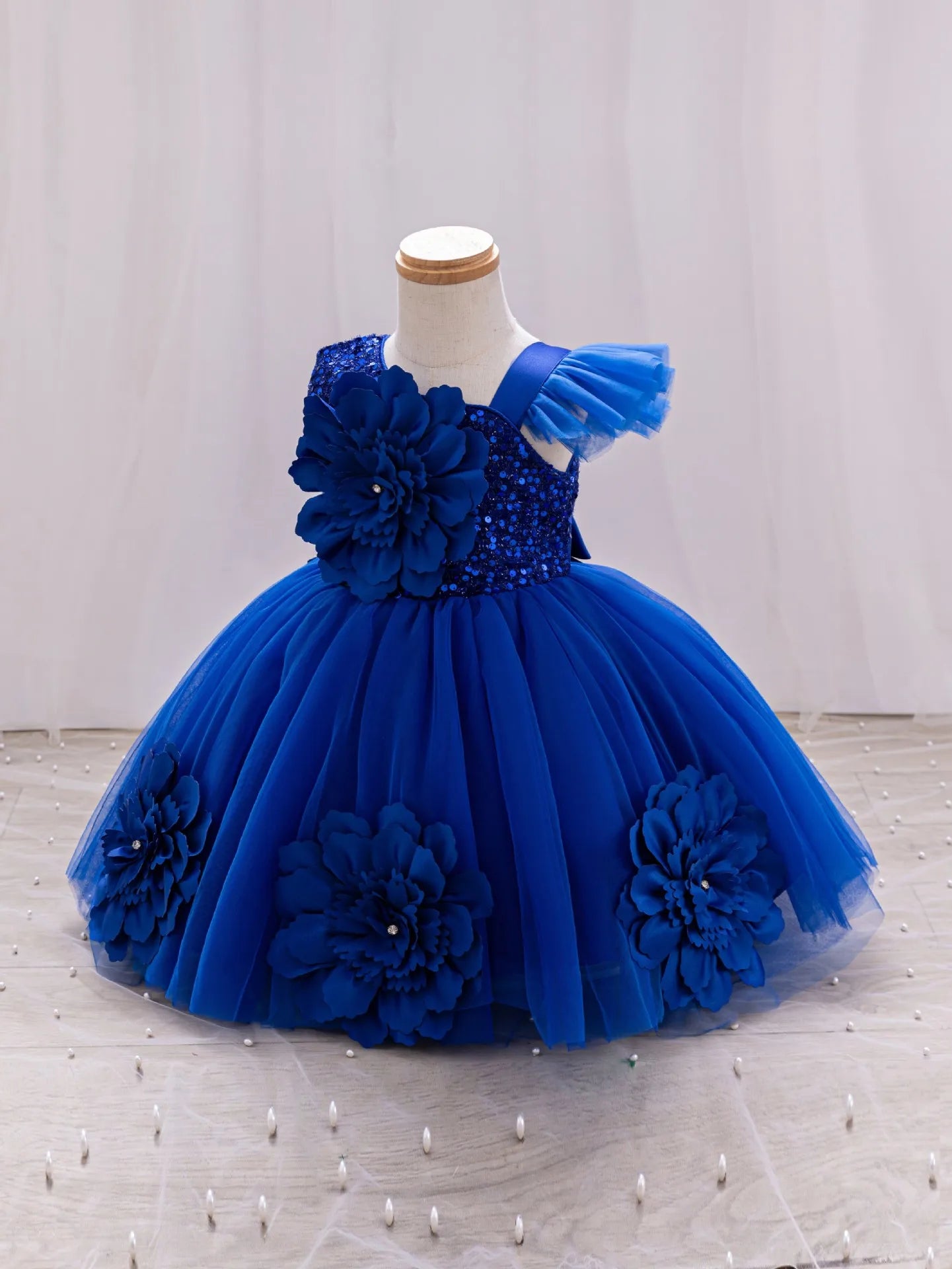 Girls  princess dress 1-5 Y baby Girls wedding sleeveless three-dimensional butterfly mesh carnival birthday party evening dress