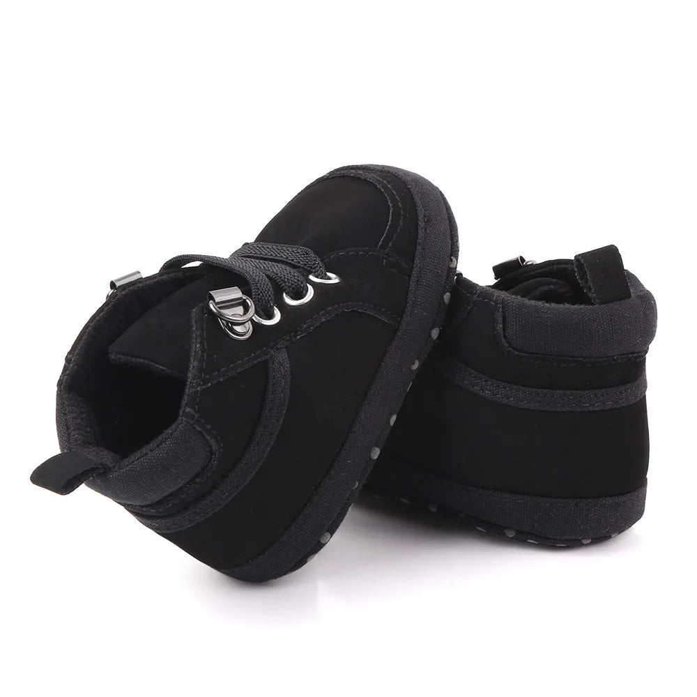 Brand Newborn Baby Boy Shoes Soft Sole Crib Shoes Warm Boots Anti-slip Sneaker Solid PU First Walkers for 1 Year Old 0-18 Months