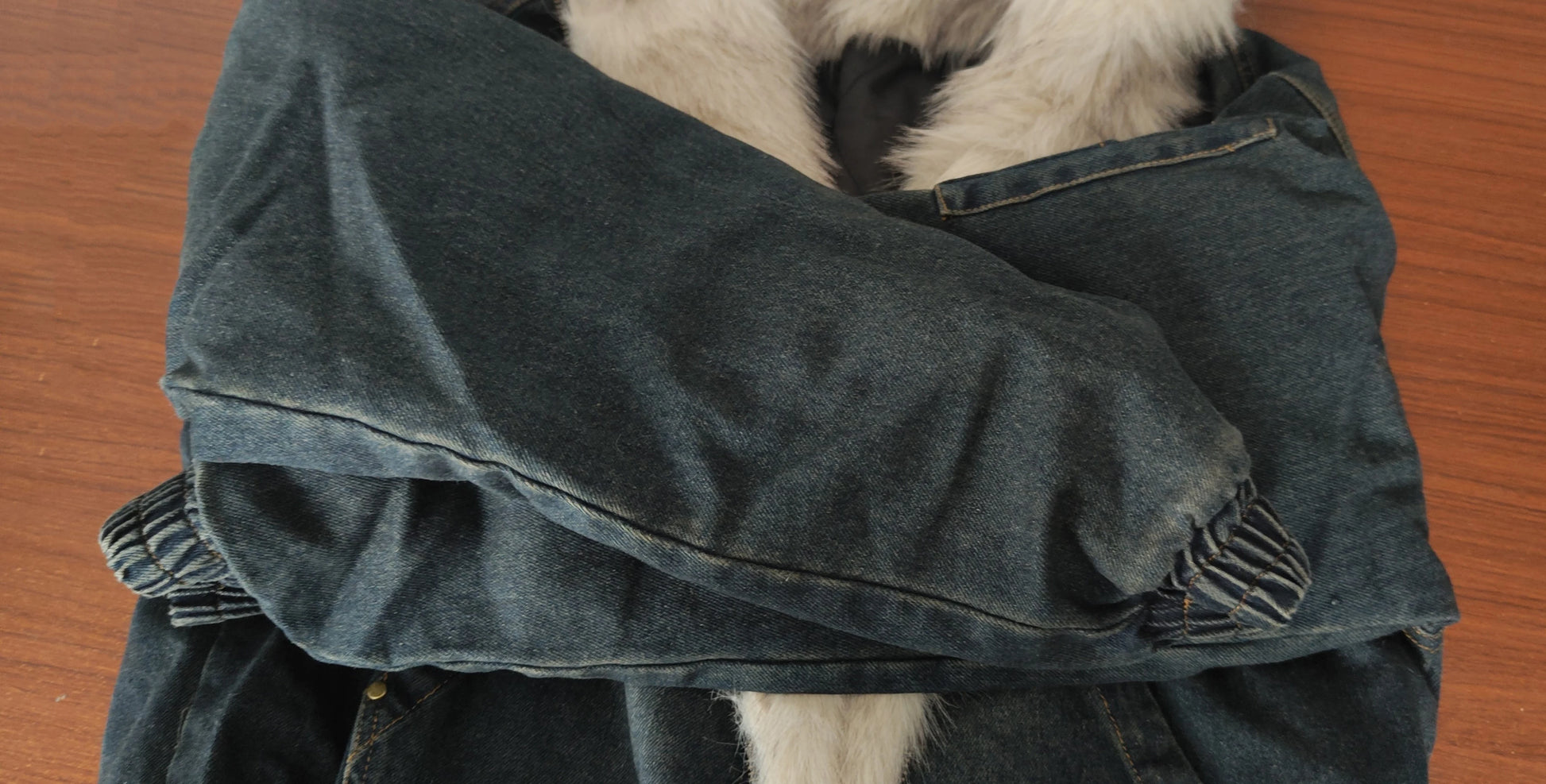 Vintage Denim Parkas Fur Warm Padded Jackets Men Streetwear Harajuku Oversized Bubble Coat Outwear