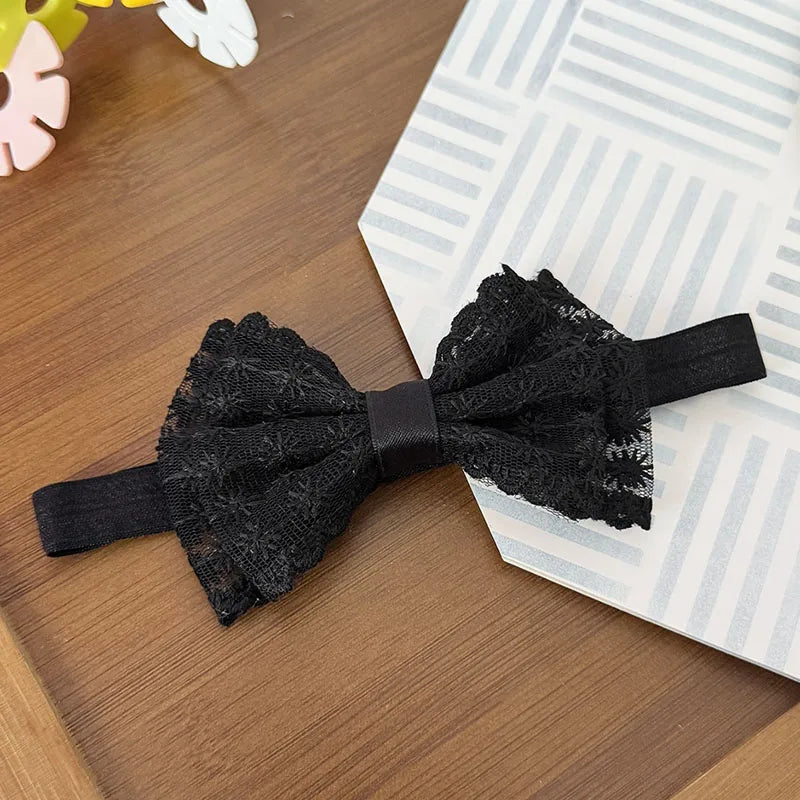 Black Lace Baby Headband Korean Sweet Bow Princess Girl Elastic Hairband Newborn Photo Props Kids Hair Accessories Headdress