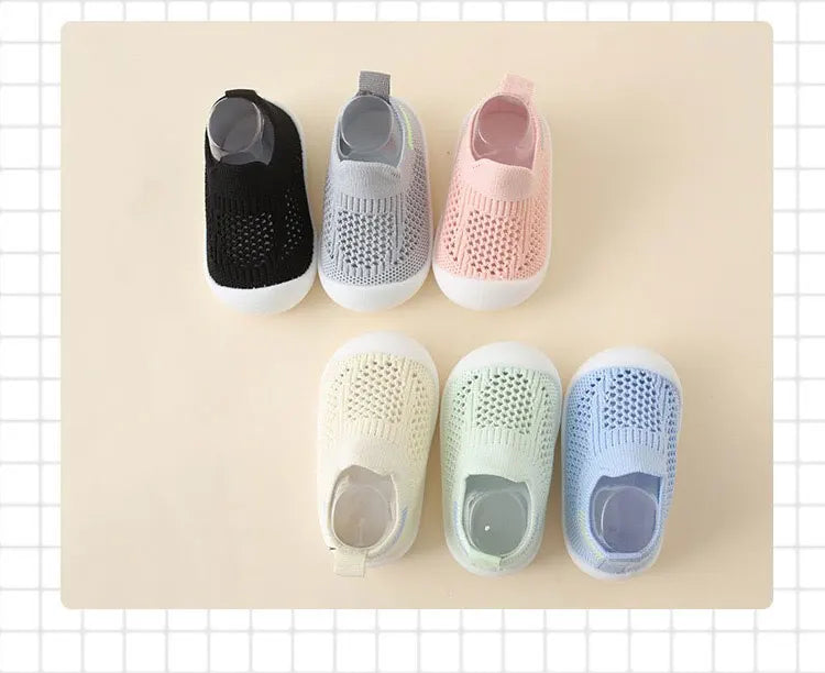 Baby Shoes Anti-slip Breathable Infant Crib Floor Socks with Rubber Sole for Children Girls Boys Mesh Shoes Soft Bottom Slippers