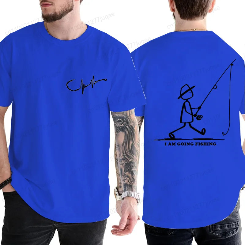 Mens Going Fishing Graphic T-Shirt Funny Men Casual Fisherman Fishing Tshirt T Shirt Loose Cretive Printed Short Sleeve Tees