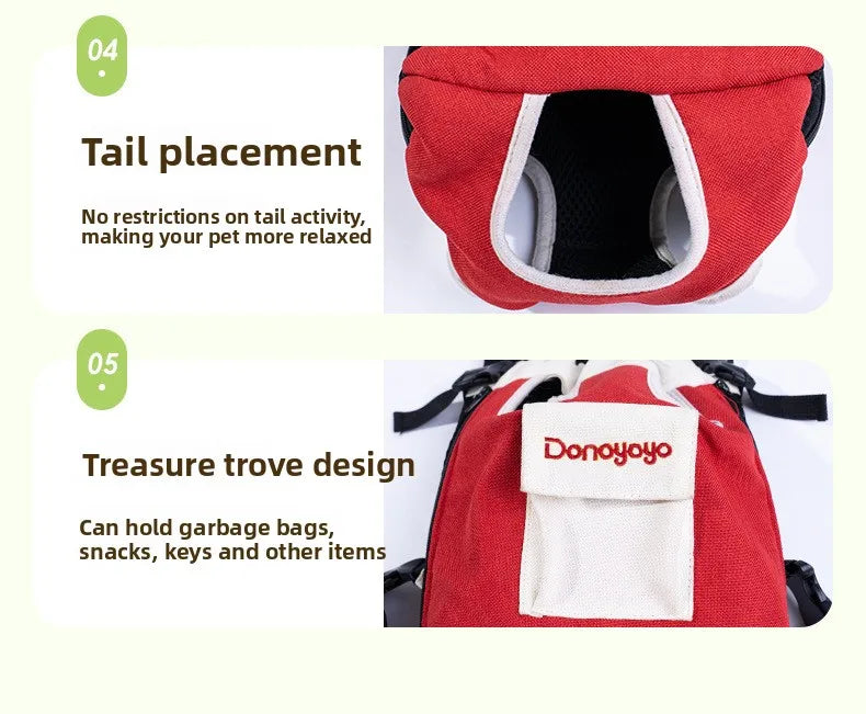 2026 New versatile Portable Pet Backpack for Outings, Dog and Cat Cotton Chest Four-Leg Backpack