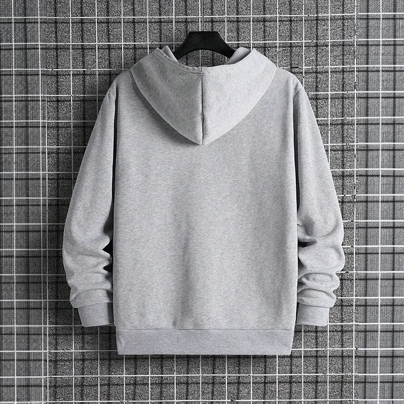 Mens Urban Hoodie 2025 High Quality Solid Color Long Sleeve Sweatshirt Casual Sporty Hooded Outerwear Jesus Cross Print Pullover