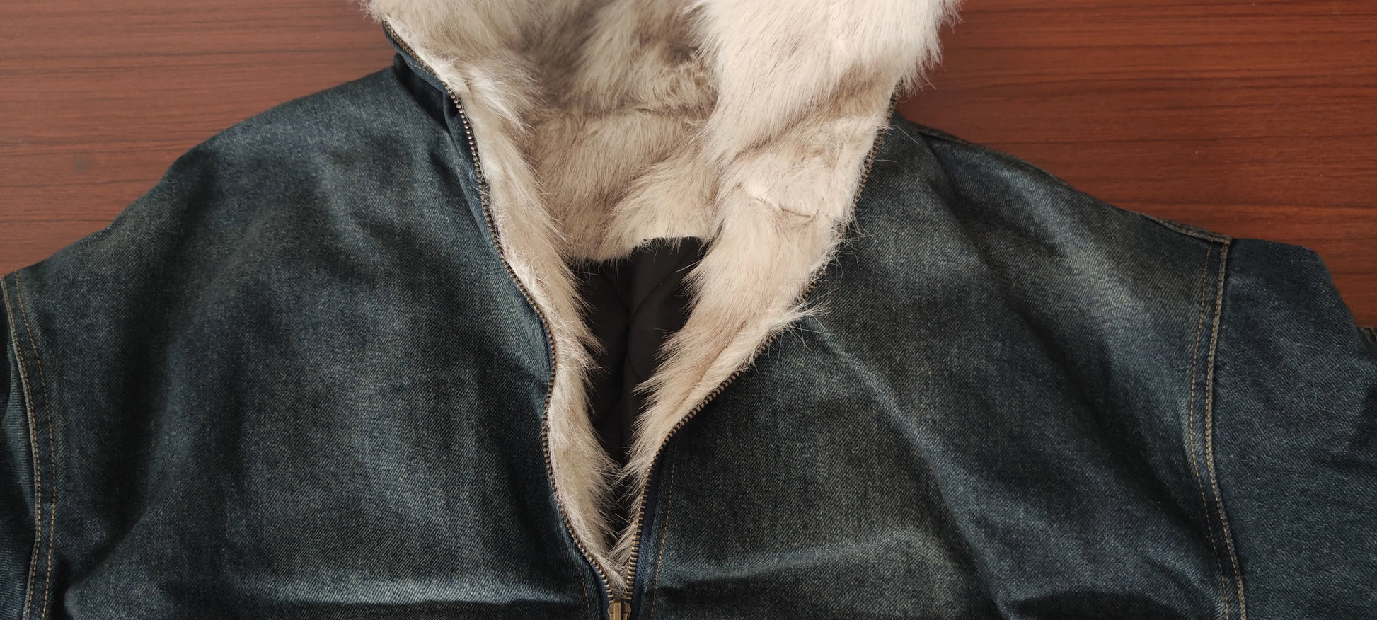 Vintage Denim Parkas Fur Warm Padded Jackets Men Streetwear Harajuku Oversized Bubble Coat Outwear