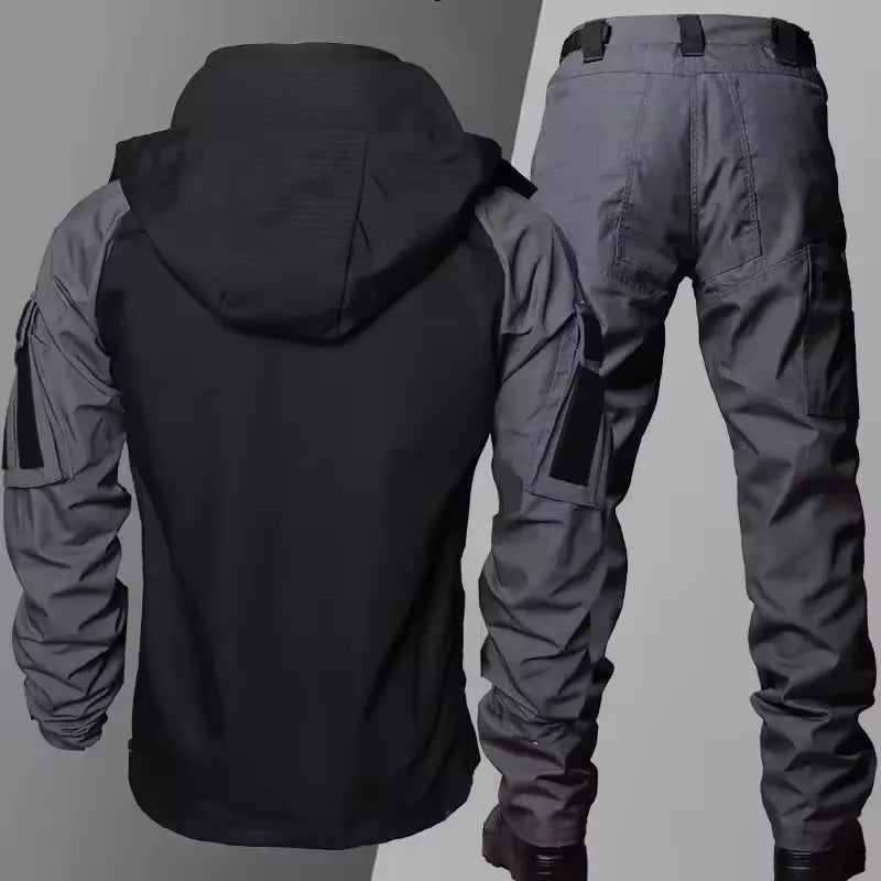 Tactical Waterproof Sets Men Wear Resistant Combat Training Suit Outdoor Multi-pocket Uniform Airsoft Camping Hiking Tracksuit
