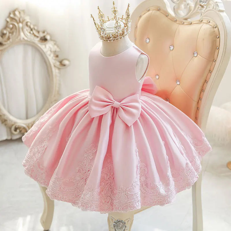 Girls Dress Baby's First Birthday Wedding Flower Girl Dress Cross-Border Pink Children's Host Piano Troupe