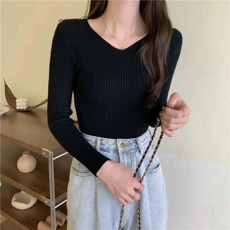 Casual Long Sleeve Knitted Pullover 2026 Autumn Winter Women Sweaters Femme Basic Solid Jersey Tops Fashion Clothes