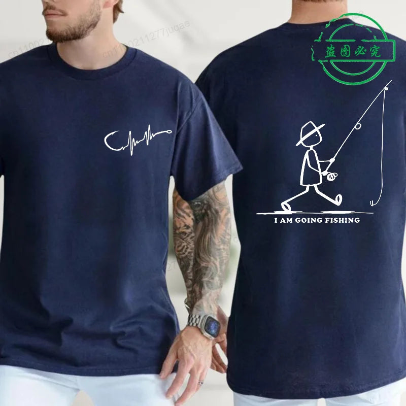 Mens Going Fishing Graphic T-Shirt Funny Men Casual Fisherman Fishing Tshirt T Shirt Loose Cretive Printed Short Sleeve Tees