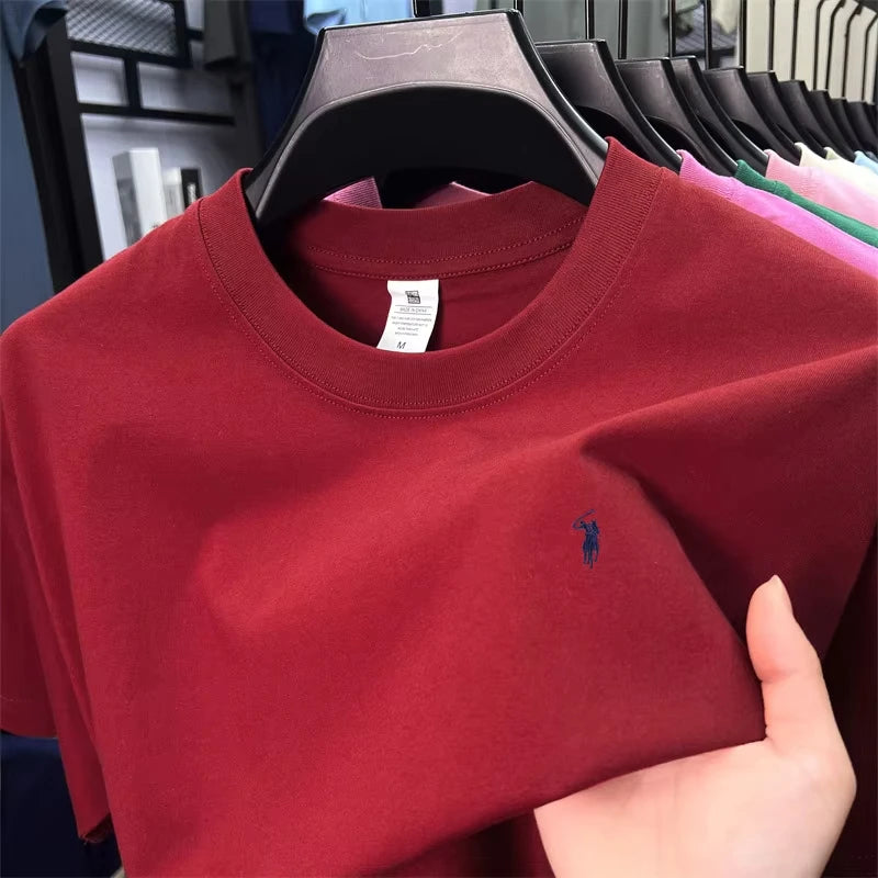 100% pure cotton high-end short-sleeved T-shirt, summer designer brand, patterned round-neck top, fashionable and casual golf me