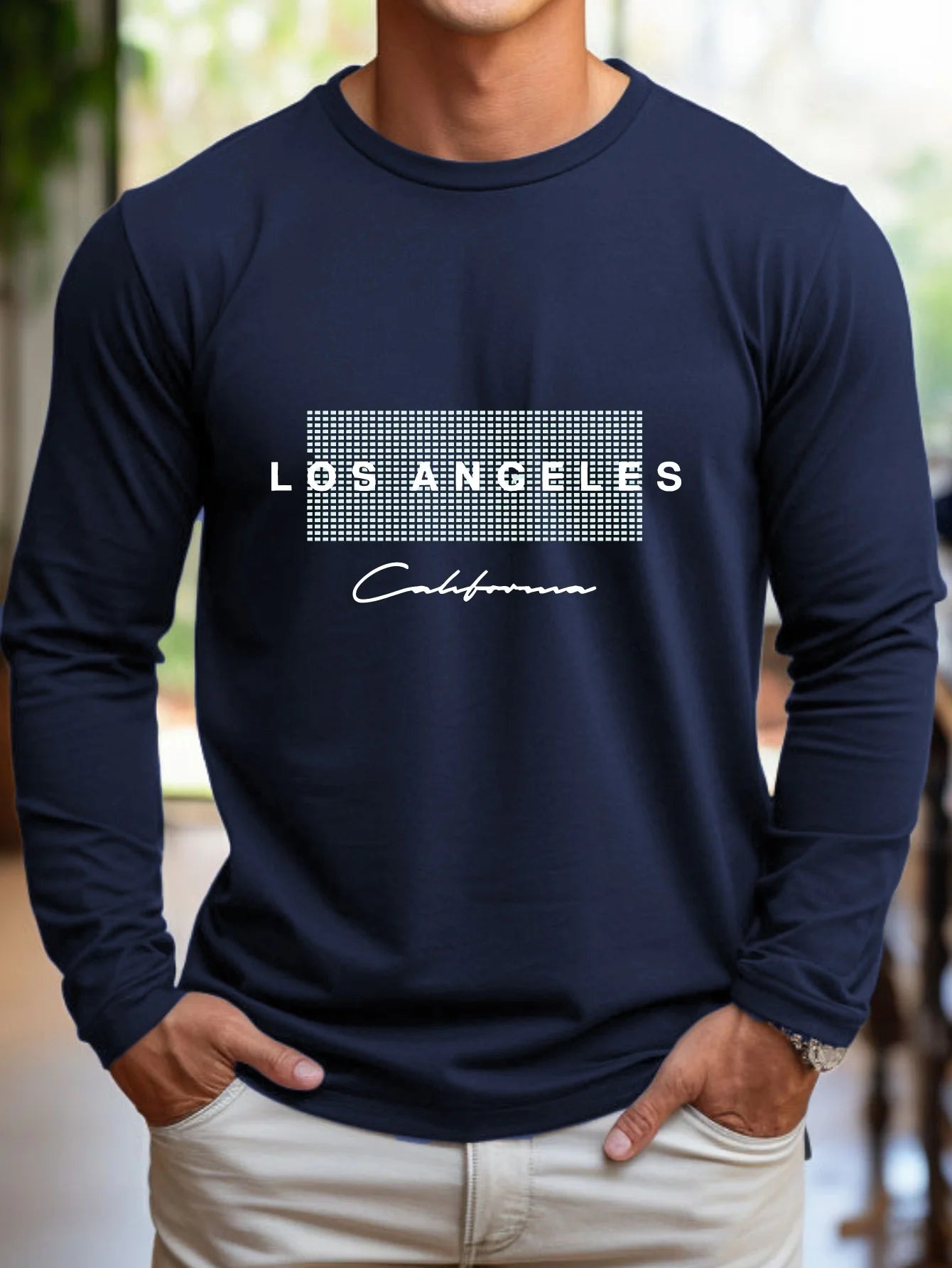 Men's 100% cotton summer loose fit large Los Angeles Graphic printed slim fit casual sports round neck short sleeved T-shirt top
