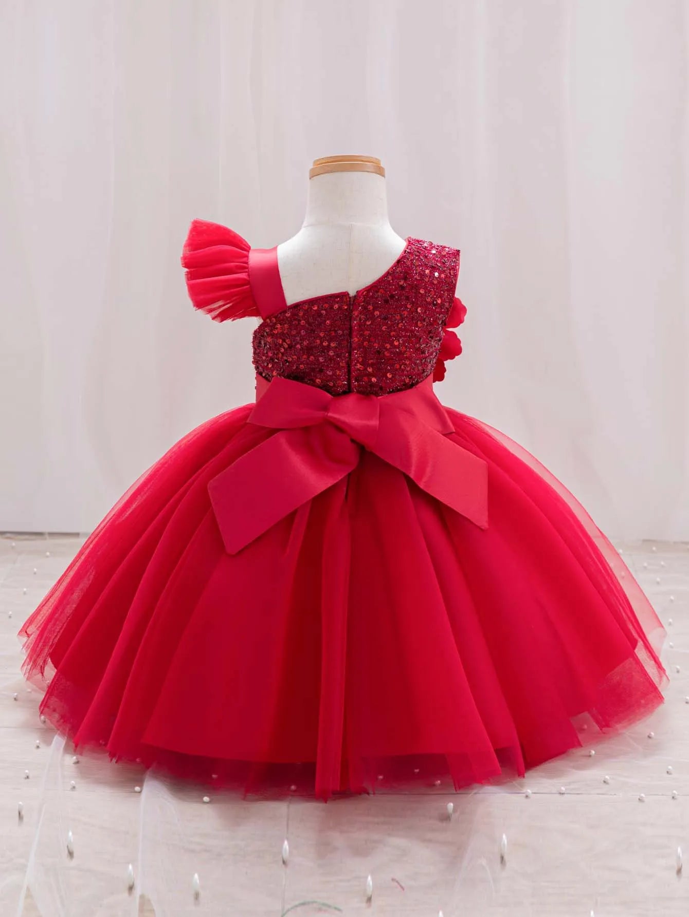 Girls  princess dress 1-5 Y baby Girls wedding sleeveless three-dimensional butterfly mesh carnival birthday party evening dress