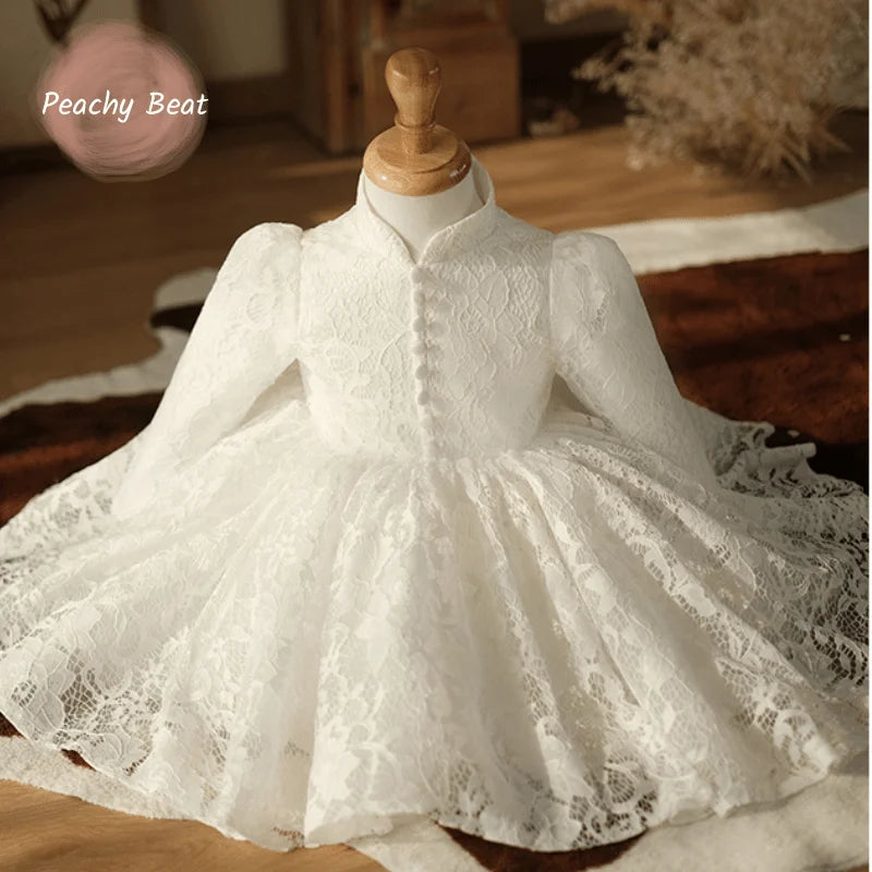 Fashion Baby Girl Princess Lace Tutu Dress Infant Toddler Child Long Sleeve Vestido Party Wedding Birthday Baby Clothes 1-14Y