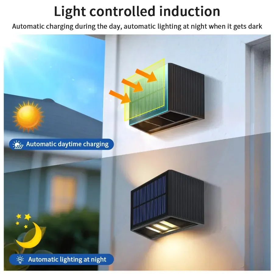 Outdoor Led Solar Light Dusk to Dawn Deck Light Garden Yard Decor Waterproof Wall Light for Garden Yard Porch Landscape Lighting