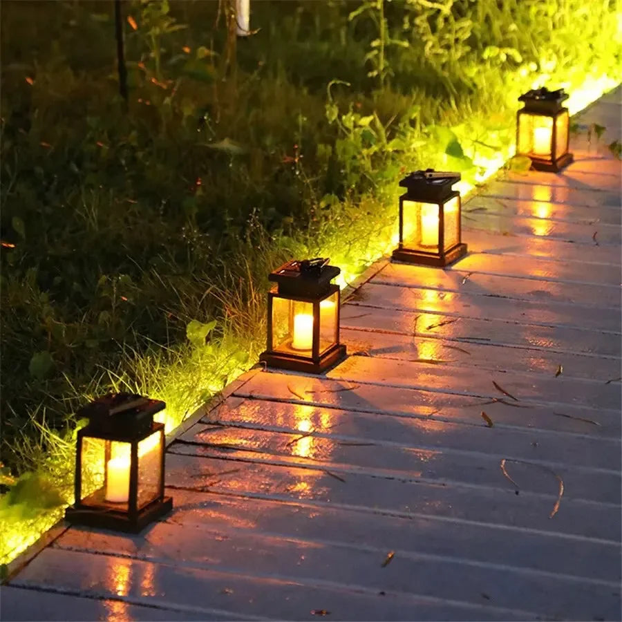 Outdoor Solar Garden Lights Solar Palace Lantern Lawn Landscape Hanging Atmosphere Candle Lamp Floor Yard Garden Decor