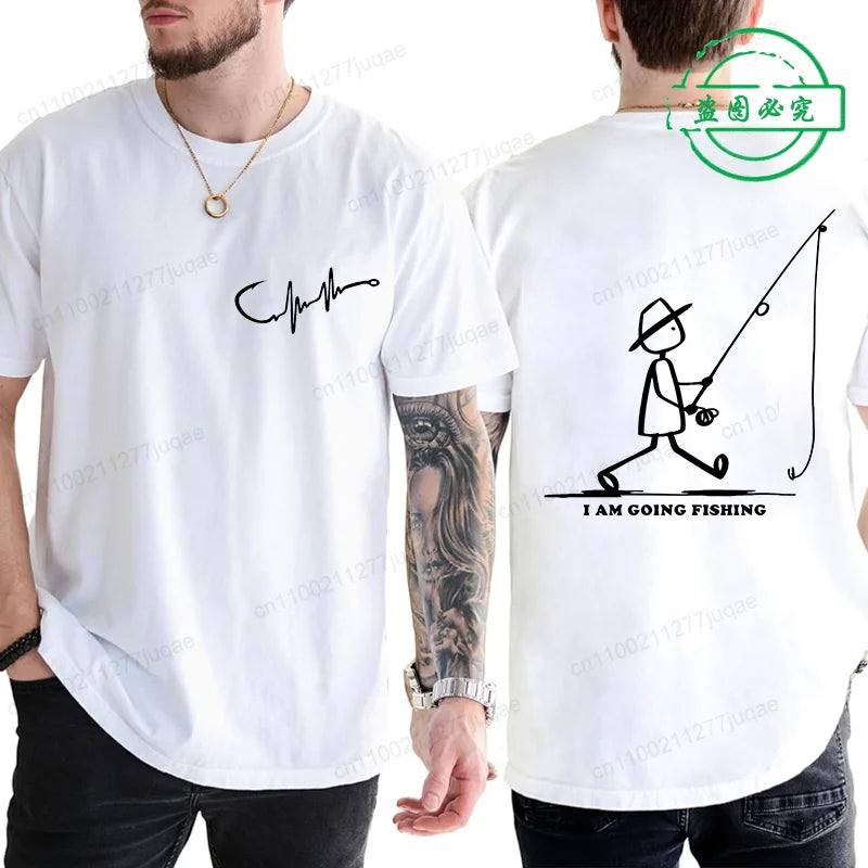 Mens Going Fishing Graphic T-Shirt Funny Men Casual Fisherman Fishing Tshirt T Shirt Loose Cretive Printed Short Sleeve Tees