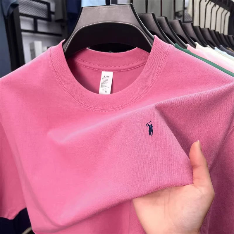 100% pure cotton high-end short-sleeved T-shirt, summer designer brand, patterned round-neck top, fashionable and casual golf me