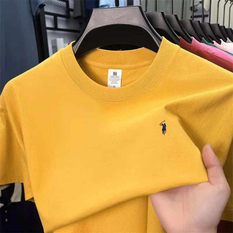 100% pure cotton high-end short-sleeved T-shirt, summer designer brand, patterned round-neck top, fashionable and casual golf me