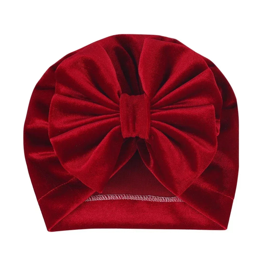 Baby Girls Big Bow Knot Velvet Hat Newborn Infant Turban Caps Children Leopard Beanies Photo Props Gifts Hair Accessories