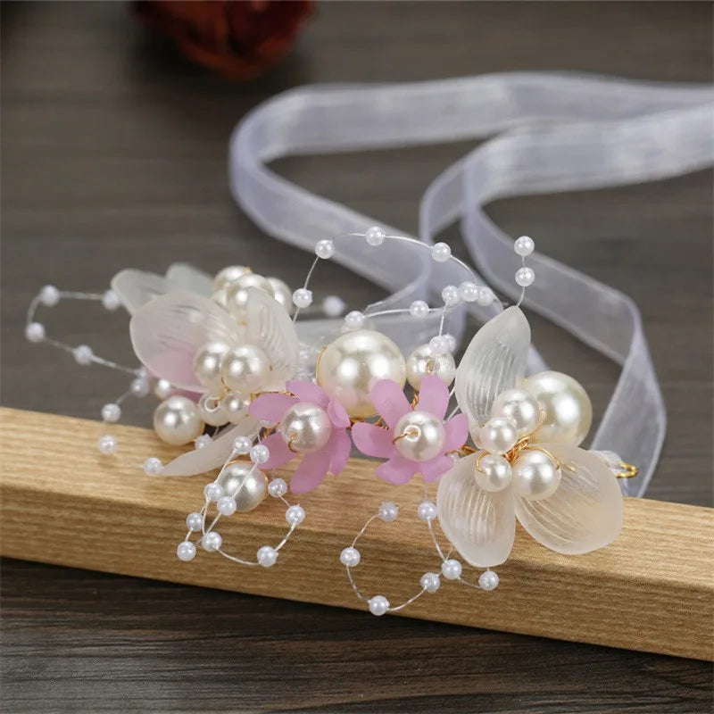 Elegant Girls Headband Imitated Pearl Hair Headdress Baby GirlsFlower Wreath Bride Garland Head Hoop Wedding Headbands Hair