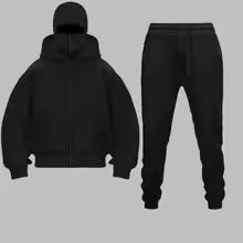 Balaclava Men Zip Hoodie Winter Warm Casual Sweatshirt Y2K with Hooded Face Mask Zipper Design Sports Jacket Outdoor Activities