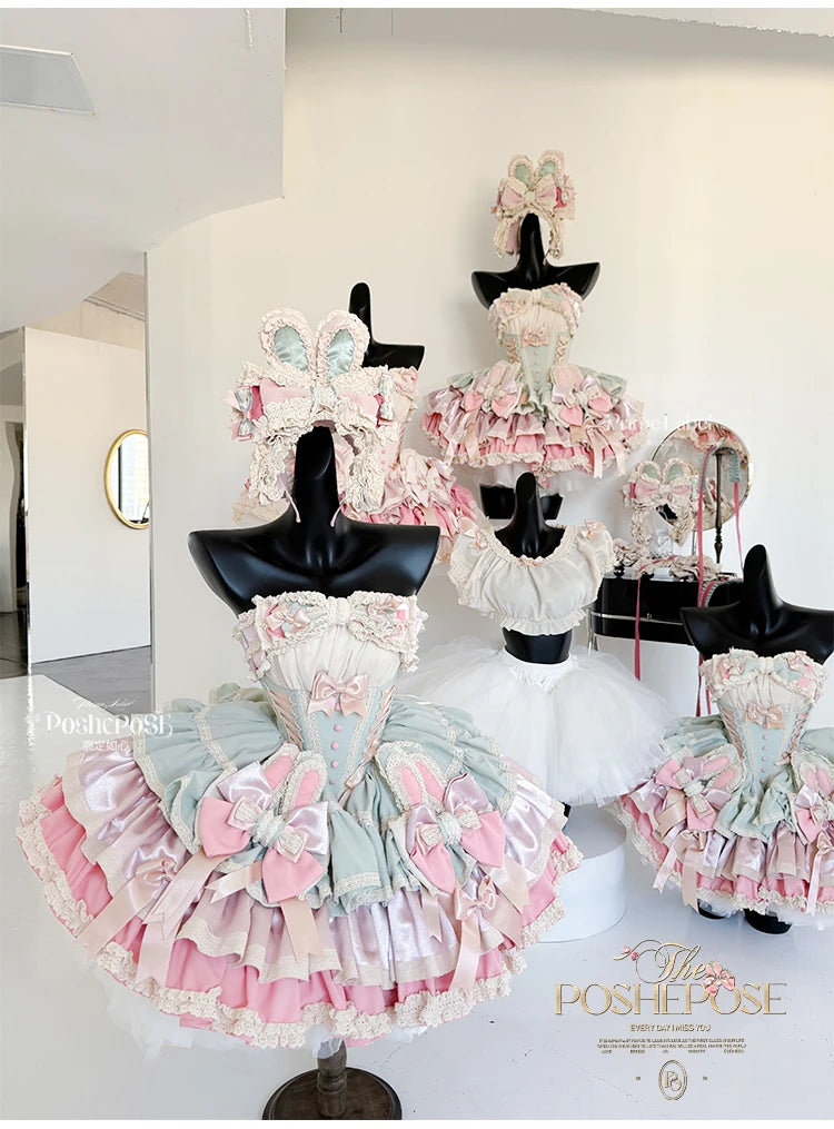 Heavy Industry Elegant Sexy Princess Birthday Dress 3D Big Bow Lace Edge Lace-up Slim Sweet Kawaii Lolita Ball Gown Dress Women