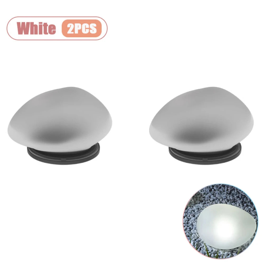 LED Outdoor Garden Lamp Solar Pebble Faux Stone Lawn Light Semi-Flush Mount for Pathways Yard Decor Garden Illumination Lighting