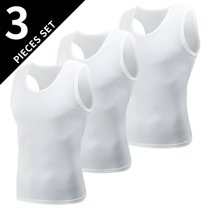 1/3 Piece Men's Classic Four Season Black And White Solid Color Narrow Shoulder Wide Shoulder Vest Comfortable Sportswear