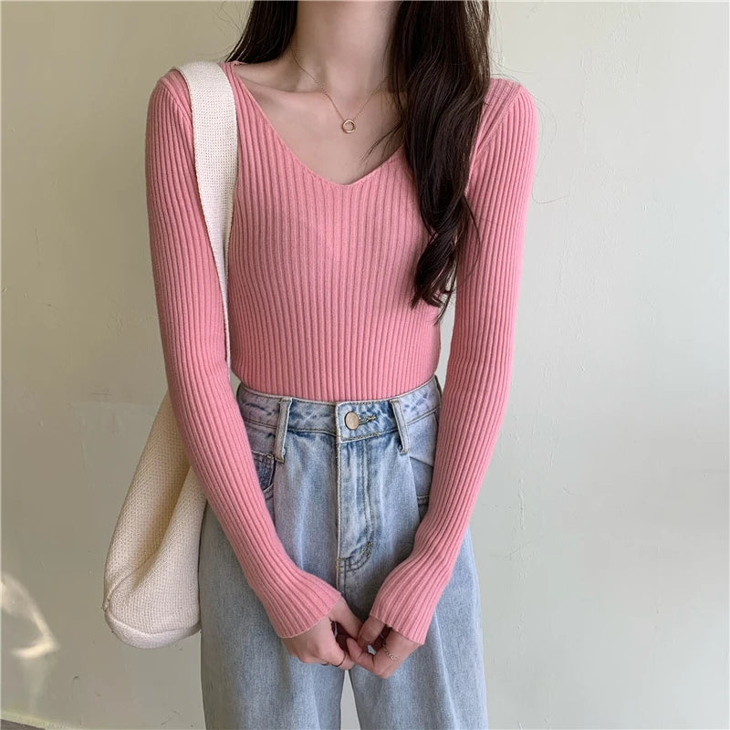 Casual Long Sleeve Knitted Pullover 2026 Autumn Winter Women Sweaters Femme Basic Solid Jersey Tops Fashion Clothes