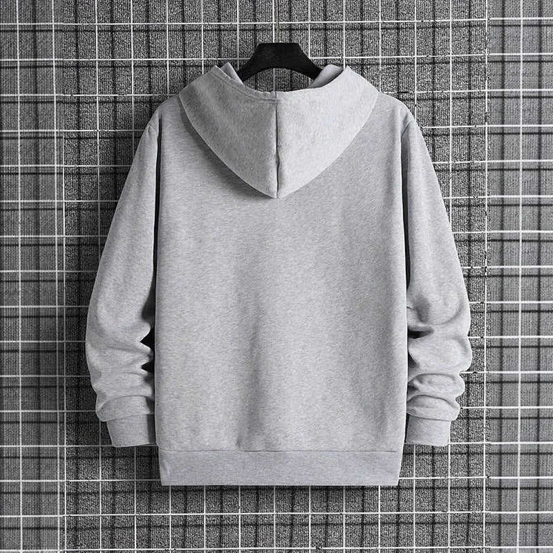 Mens Urban Hoodie 2025 High Quality Solid Color Long Sleeve Sweatshirt Casual Sporty Hooded Outerwear Jesus Cross Print Pullover