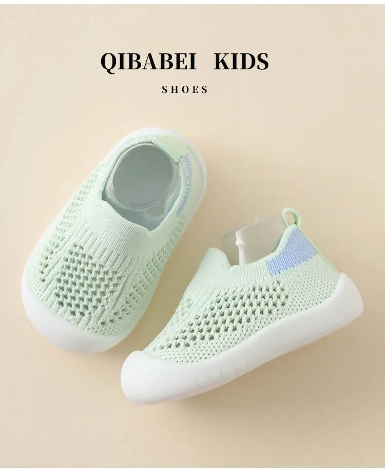 Baby Shoes Anti-slip Breathable Infant Crib Floor Socks with Rubber Sole for Children Girls Boys Mesh Shoes Soft Bottom Slippers