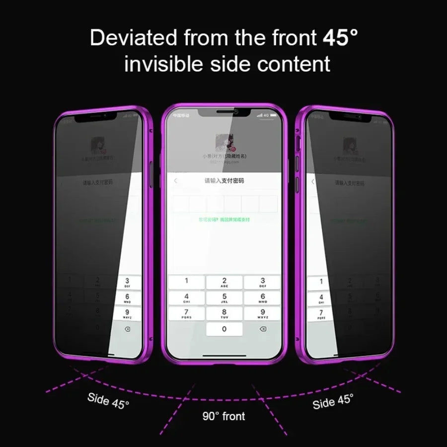 Anti-peeping Double Sided Magnetic Adsorption Case For iPhone17 16e 16 15 14 13 12 11 Pro Max XR Privacy Screen Shockproof Cover
