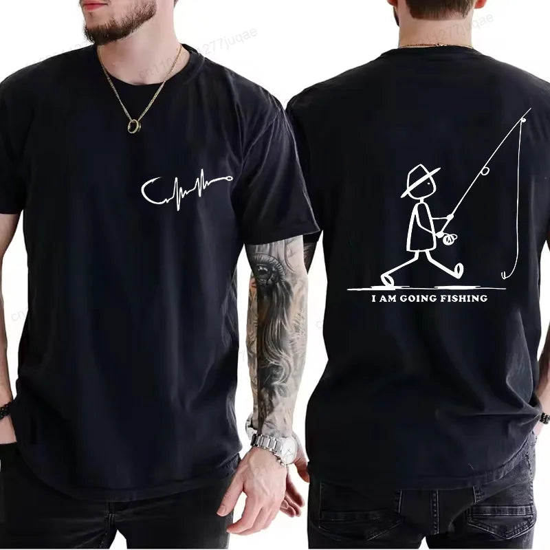 Mens Going Fishing Graphic T-Shirt Funny Men Casual Fisherman Fishing Tshirt T Shirt Loose Cretive Printed Short Sleeve Tees