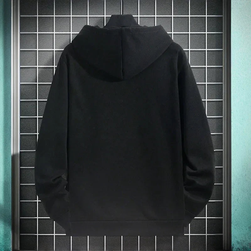 Mens Urban Hoodie 2025 High Quality Solid Color Long Sleeve Sweatshirt Casual Sporty Hooded Outerwear Jesus Cross Print Pullover