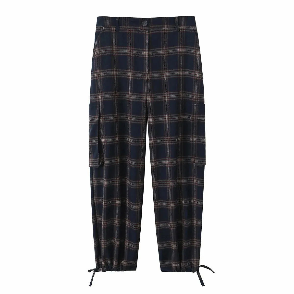 Women New Casual Chic Suit Checkered Hooded Jacket Loose Lantern Workwear Pants Fashion Autumn Winter Suits