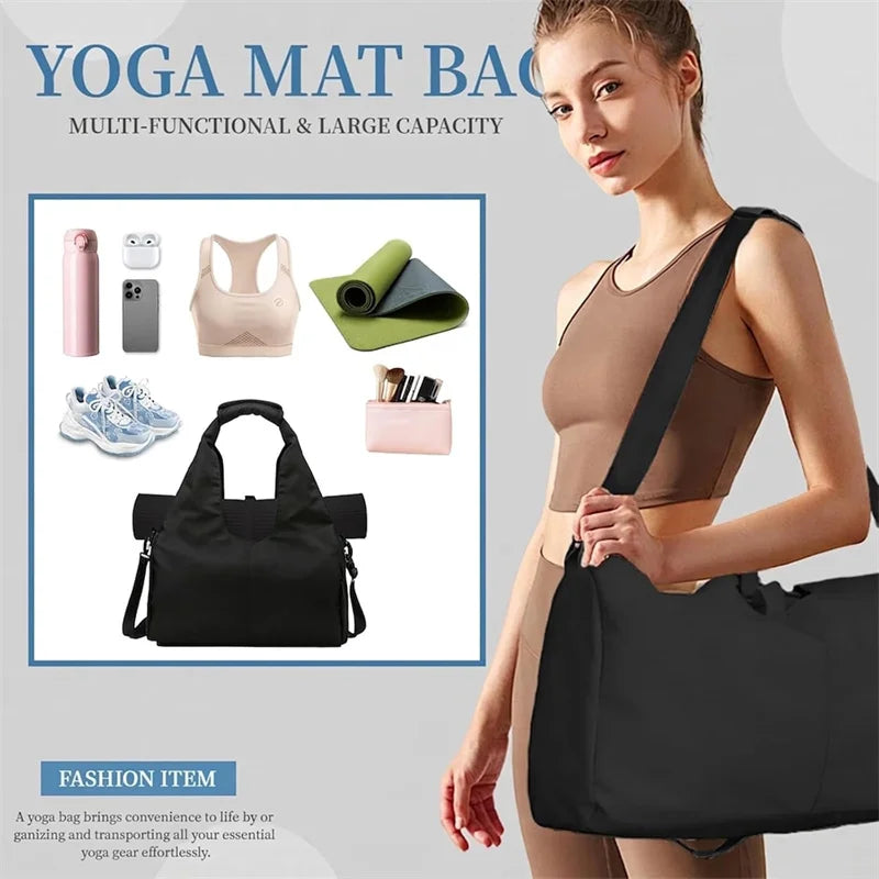 Largecapacity yoga mat bag,waterproof fitness handbagwith shoulder strap,women's and men's travel,sports,swimming, fitnesshandb