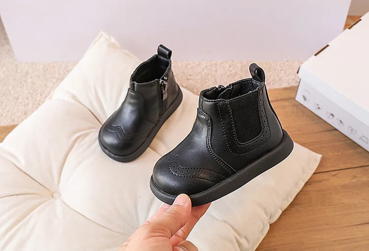 New Spring/Autumn Baby Shoes  Leather Toddler Children Ankle Boots Rubber Sole Infant Shoes Fashion Little Girls Boots 15-25