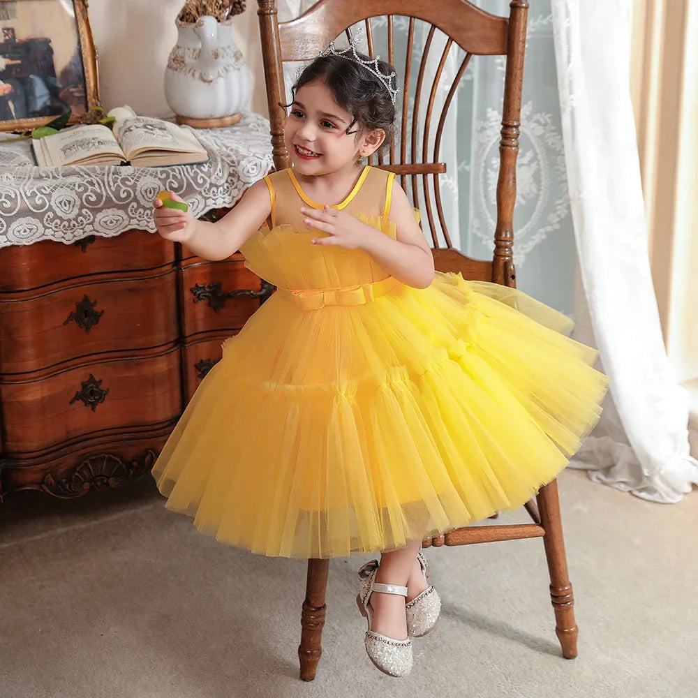 Baby Girls Clothes Toddler Kids Wedding Princess Dress Elegant Birthday Gowns Tulle Bridesmaid Evening Party Christmas Vestidos
